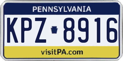 PA license plate KPZ8916