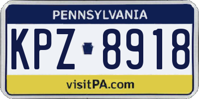 PA license plate KPZ8918