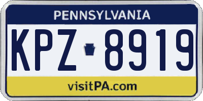 PA license plate KPZ8919