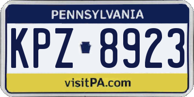 PA license plate KPZ8923