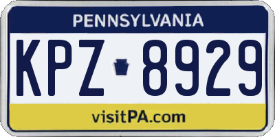 PA license plate KPZ8929