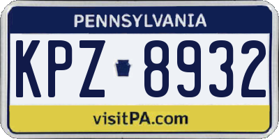 PA license plate KPZ8932