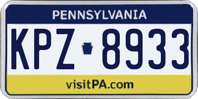 PA license plate KPZ8933