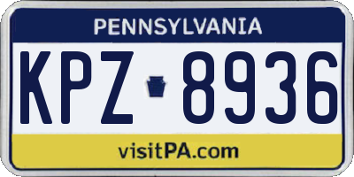 PA license plate KPZ8936