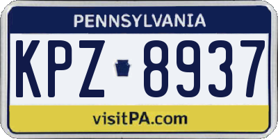 PA license plate KPZ8937