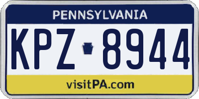 PA license plate KPZ8944