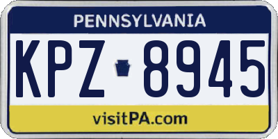 PA license plate KPZ8945