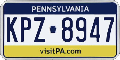 PA license plate KPZ8947