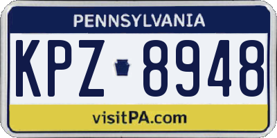 PA license plate KPZ8948