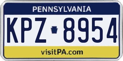 PA license plate KPZ8954