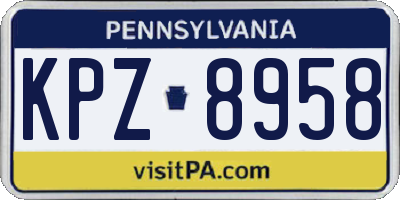 PA license plate KPZ8958