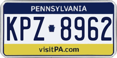 PA license plate KPZ8962