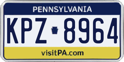 PA license plate KPZ8964