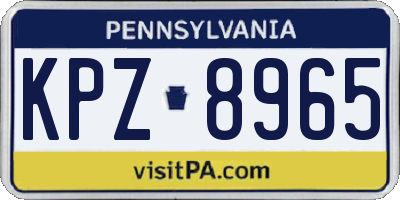 PA license plate KPZ8965