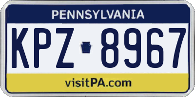 PA license plate KPZ8967