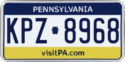 PA license plate KPZ8968
