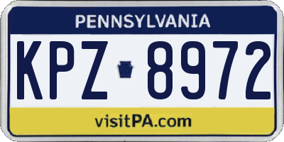 PA license plate KPZ8972