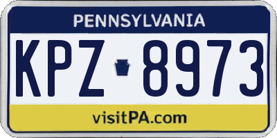 PA license plate KPZ8973