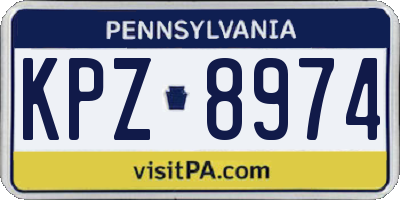 PA license plate KPZ8974