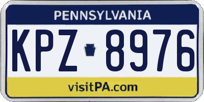 PA license plate KPZ8976