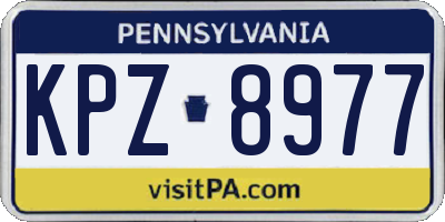 PA license plate KPZ8977