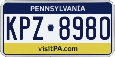 PA license plate KPZ8980