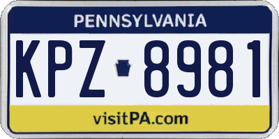 PA license plate KPZ8981