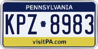 PA license plate KPZ8983