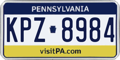PA license plate KPZ8984