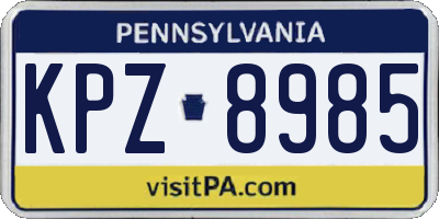 PA license plate KPZ8985