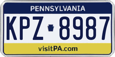 PA license plate KPZ8987