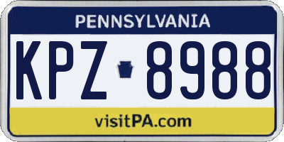 PA license plate KPZ8988