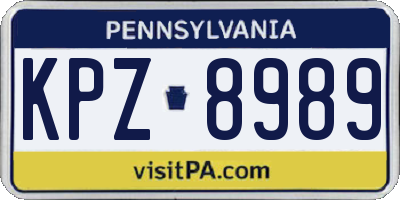 PA license plate KPZ8989