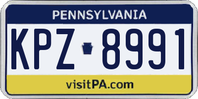 PA license plate KPZ8991