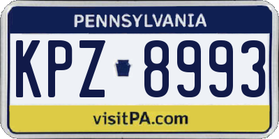 PA license plate KPZ8993