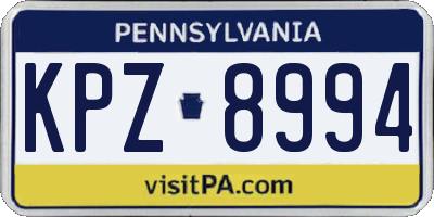 PA license plate KPZ8994