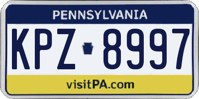 PA license plate KPZ8997