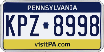 PA license plate KPZ8998