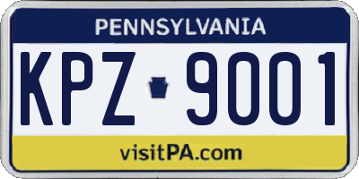 PA license plate KPZ9001