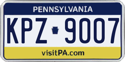PA license plate KPZ9007