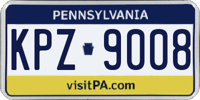 PA license plate KPZ9008