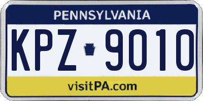 PA license plate KPZ9010