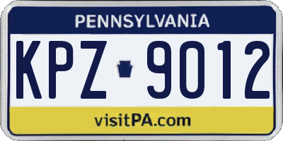 PA license plate KPZ9012