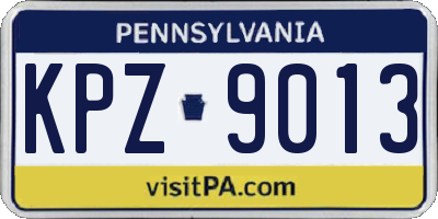 PA license plate KPZ9013