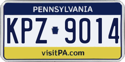 PA license plate KPZ9014