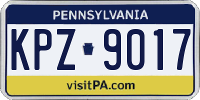 PA license plate KPZ9017