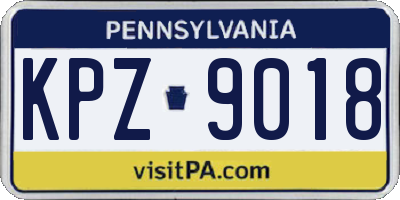 PA license plate KPZ9018