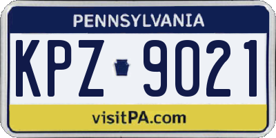 PA license plate KPZ9021