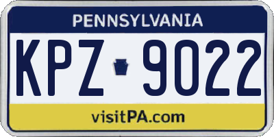 PA license plate KPZ9022