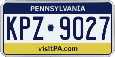 PA license plate KPZ9027